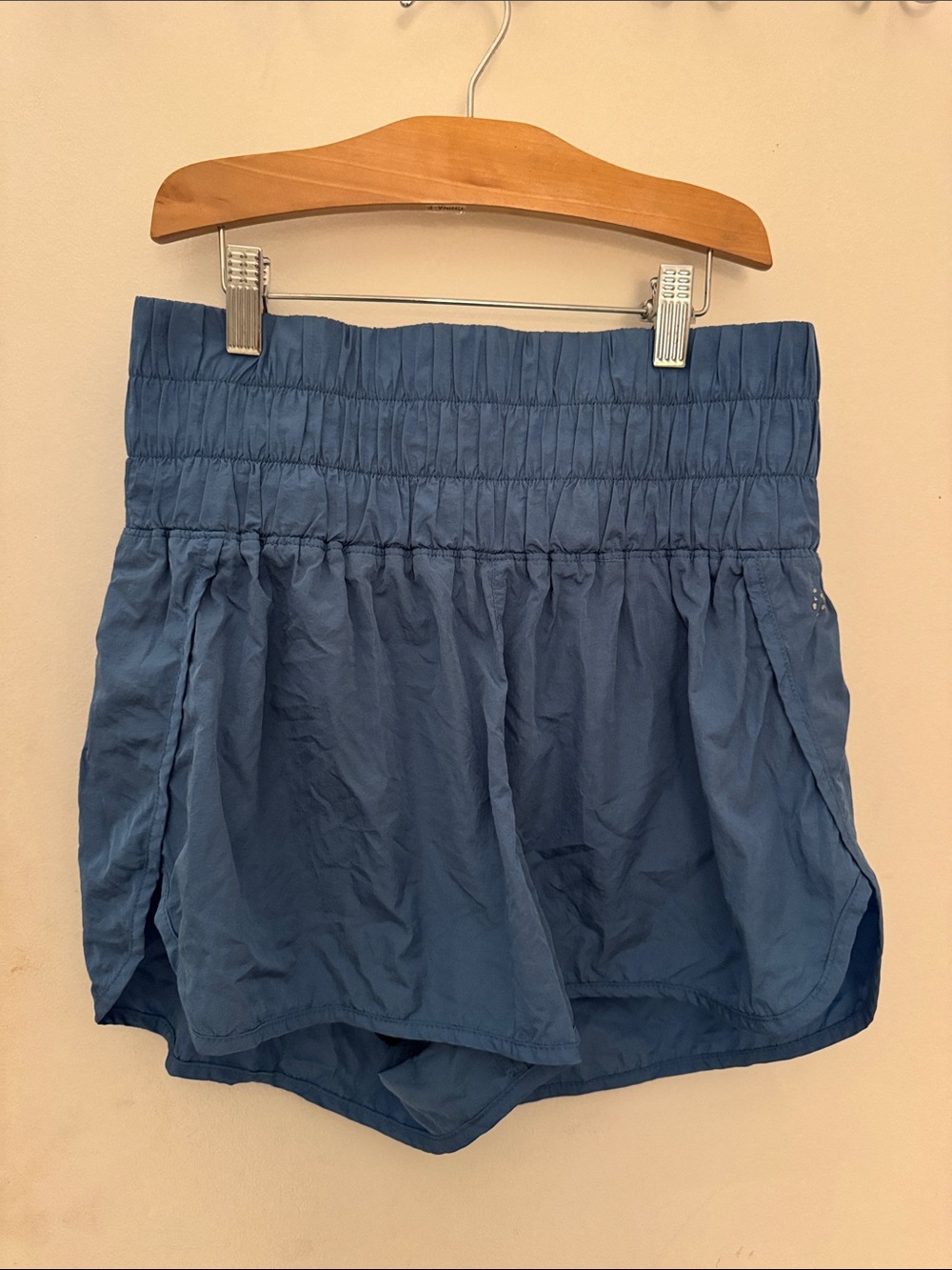Free People Blue Smocked Waist Athletic Shorts